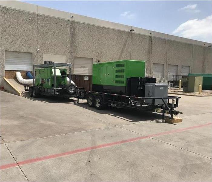 Our trailer-mounted diesel generator in the parking lot